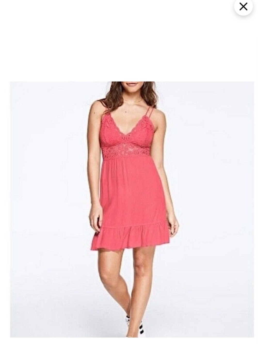 PINK VS Coral Lace-Trim Strappy sun dress large